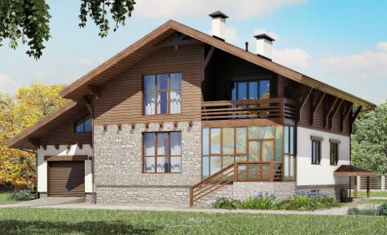 420-001-П Проект трехэтажного дома с мансардой и гаражом, классический коттедж из кирпича Волжск | Проекты домов от House Expert