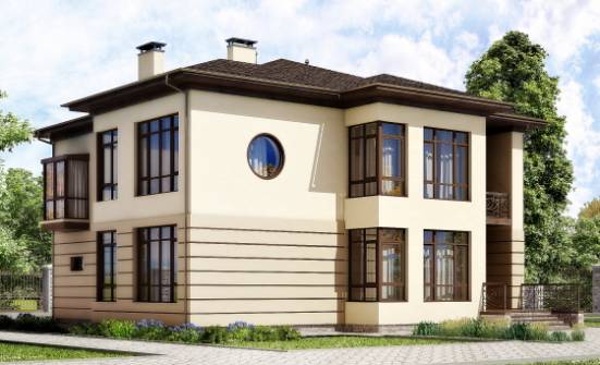 300-006-П Проект двухэтажного дома и гаражом, уютный загородный дом из кирпича Волжск | Проекты домов от House Expert