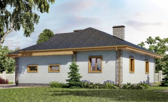 130-006-П Проект одноэтажного дома, гараж, уютный загородный дом из теплоблока Волжск | Проекты домов от House Expert