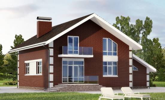 180-001-Л Проект двухэтажного дома с мансардным этажом, гараж, доступный домик из поризованных блоков Волжск | Проекты домов от House Expert