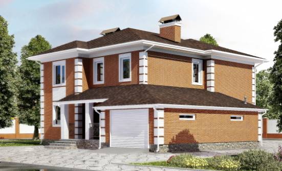 220-004-Л Проект двухэтажного дома и гаражом, классический коттедж из кирпича Йошкар-Ола | Проекты домов от House Expert