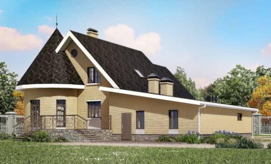 250-001-Л Проект двухэтажного дома мансардой и гаражом, красивый коттедж из твинблока Волжск | Проекты домов от House Expert