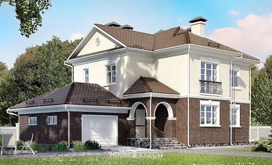 190-002-Л Проект двухэтажного дома и гаражом, красивый домик из твинблока Йошкар-Ола | Проекты домов от House Expert
