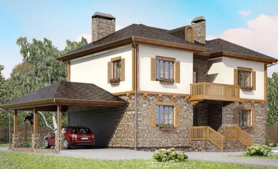 155-006-Л Проект двухэтажного дома, гараж, скромный коттедж из блока Йошкар-Ола | Проекты домов от House Expert