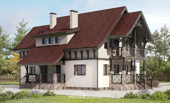180-014-П Проект двухэтажного дома с мансардой, компактный дом из пеноблока Волжск | Проекты домов от House Expert