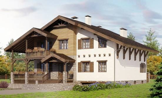 400-004-П Проект трехэтажного дома мансардный этаж, гараж, просторный коттедж из кирпича Волжск | Проекты домов от House Expert