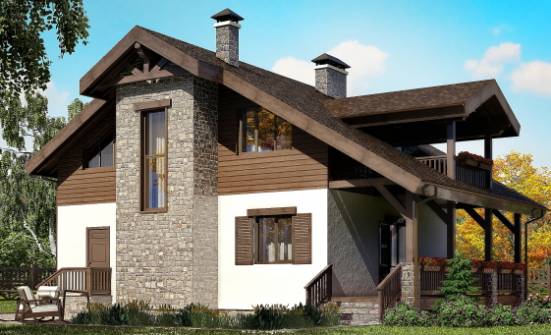 150-004-Л Проект двухэтажного дома с мансардой, экономичный коттедж из поризованных блоков Волжск | Проекты домов от House Expert