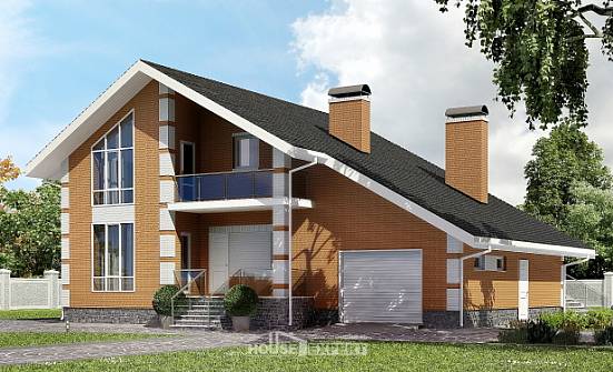 190-006-П Проект двухэтажного дома с мансардой и гаражом, классический загородный дом из твинблока Йошкар-Ола | Проекты домов от House Expert