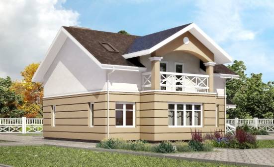 155-009-П Проект двухэтажного дома с мансардным этажом, небольшой загородный дом из арболита Волжск | Проекты домов от House Expert