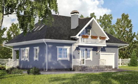 200-001-П Проект двухэтажного дома с мансардным этажом, гараж, красивый дом из теплоблока Волжск | Проекты домов от House Expert