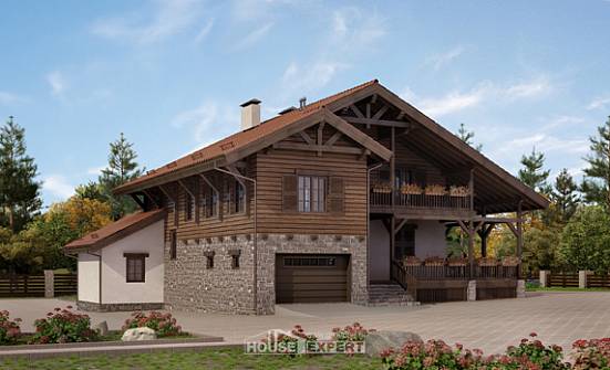 255-002-Л Проект двухэтажного дома с мансардой, гараж, классический загородный дом из поризованных блоков Волжск | Проекты домов от House Expert