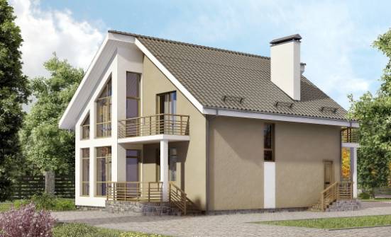 170-006-Л Проект двухэтажного дома с мансардным этажом, бюджетный коттедж из теплоблока Волжск | Проекты домов от House Expert