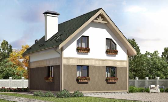 105-001-Л Проект двухэтажного дома с мансардой, скромный коттедж из газосиликатных блоков Йошкар-Ола | Проекты домов от House Expert