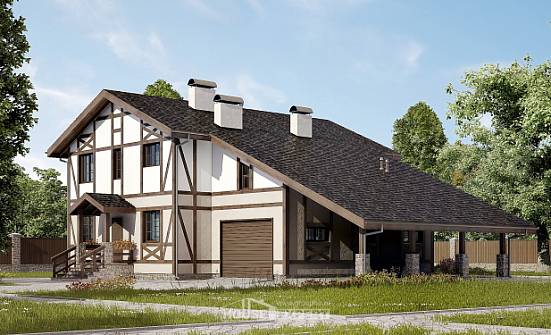 250-002-П Проект двухэтажного дома с мансардным этажом и гаражом, средний дом из кирпича Йошкар-Ола | Проекты домов от House Expert