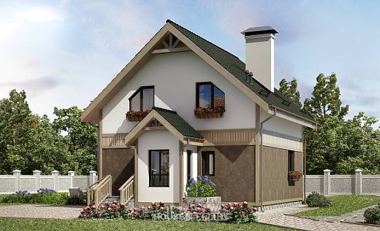105-001-Л Проект двухэтажного дома с мансардой, скромный коттедж из газосиликатных блоков Йошкар-Ола | Проекты домов от House Expert