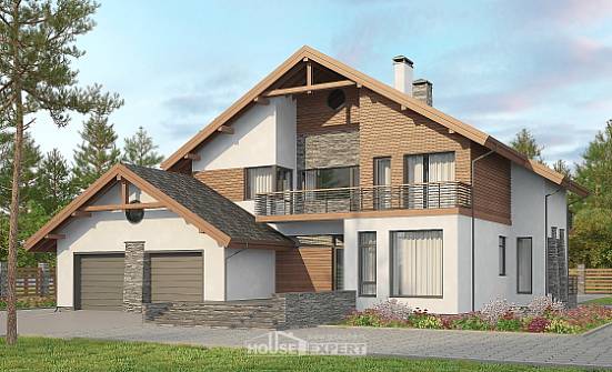 270-003-Л Проект двухэтажного дома с мансардой и гаражом, большой домик из пеноблока Йошкар-Ола | Проекты домов от House Expert