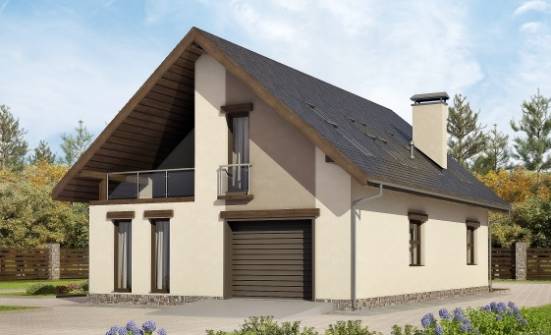 185-005-Л Проект двухэтажного дома мансардой и гаражом, просторный дом из бризолита Волжск | Проекты домов от House Expert