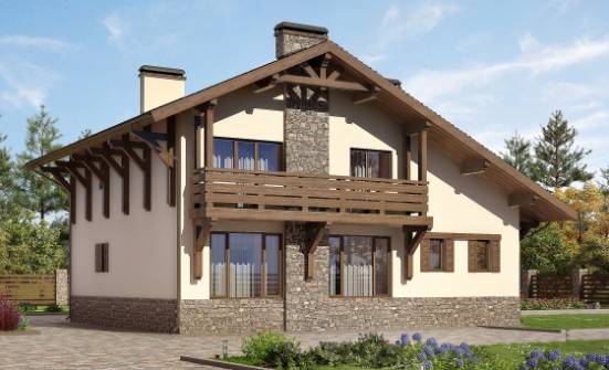 190-007-Л Проект двухэтажного дома мансардой и гаражом, красивый домик из кирпича Волжск | Проекты домов от House Expert