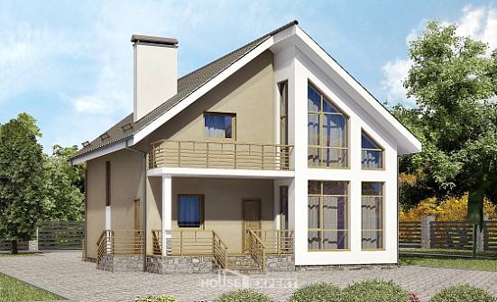 170-006-Л Проект двухэтажного дома с мансардным этажом, бюджетный коттедж из теплоблока Волжск | Проекты домов от House Expert