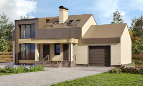 150-015-Л Проект двухэтажного дома с мансардным этажом, гараж, уютный дом из арболита Волжск | Проекты домов от House Expert