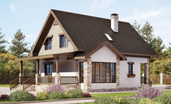 140-002-Л Проект двухэтажного дома мансардой, недорогой дом из бризолита Волжск | Проекты домов от House Expert