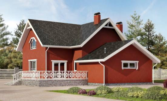 180-013-Л Проект двухэтажного дома с мансардой и гаражом, недорогой загородный дом из арболита Йошкар-Ола | Проекты домов от House Expert
