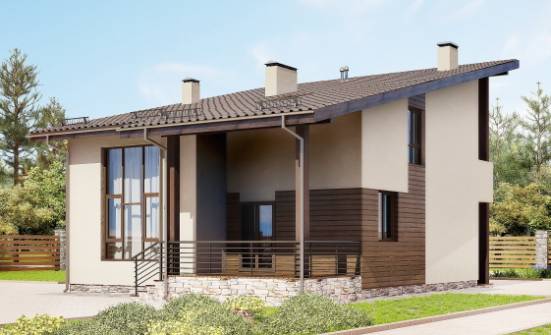 140-005-Л Проект двухэтажного дома с мансардой, простой коттедж из газосиликатных блоков Йошкар-Ола | Проекты домов от House Expert