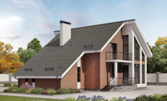 200-007-П Проект двухэтажного дома с мансардой, гараж, просторный загородный дом из пеноблока Волжск | Проекты домов от House Expert