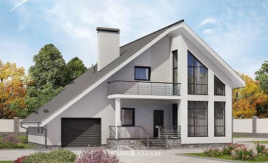 200-007-Л Проект двухэтажного дома с мансардным этажом и гаражом, классический загородный дом из твинблока Волжск | Проекты домов от House Expert