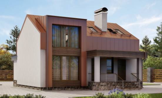 120-004-Л Проект двухэтажного дома мансардный этаж, уютный дом из керамзитобетонных блоков Волжск | Проекты домов от House Expert