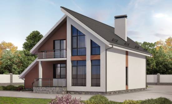 200-007-П Проект двухэтажного дома с мансардой, гараж, просторный загородный дом из пеноблока Волжск | Проекты домов от House Expert