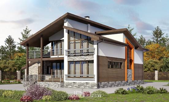 240-004-П Проект двухэтажного дома мансардный этаж, гараж, просторный дом из поризованных блоков Волжск | Проекты домов от House Expert