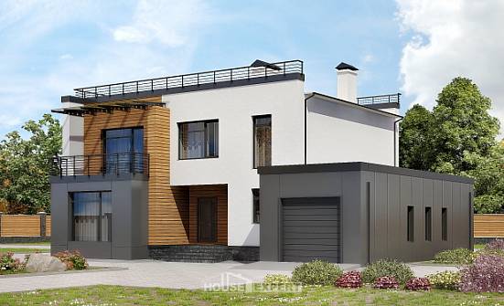 260-002-П Проект двухэтажного дома и гаражом, большой загородный дом из блока Йошкар-Ола | Проекты домов от House Expert