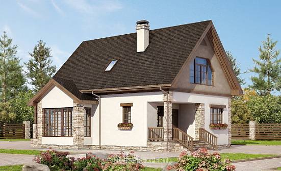 140-002-Л Проект двухэтажного дома мансардой, недорогой дом из бризолита Волжск | Проекты домов от House Expert