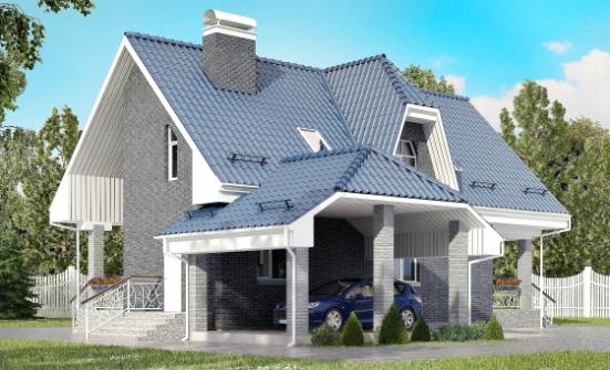 125-002-Л Проект двухэтажного дома мансардой, гараж, экономичный домик из блока Волжск | Проекты домов от House Expert