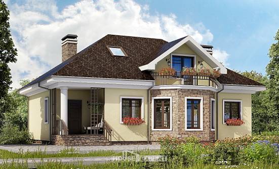 150-008-Л Проект двухэтажного дома мансардой, доступный загородный дом из твинблока, Волжск