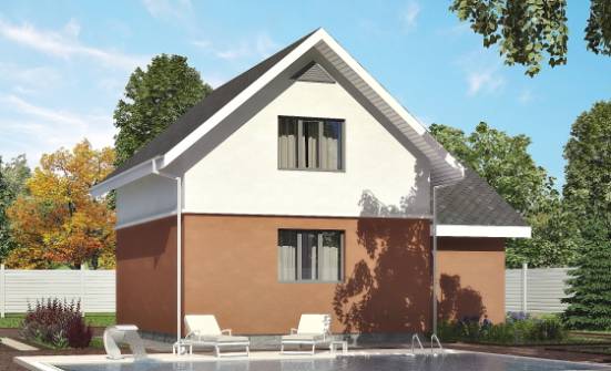 120-002-Л Проект двухэтажного дома мансардой, гараж, простой дом из керамзитобетонных блоков Йошкар-Ола | Проекты домов от House Expert