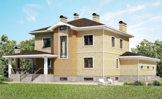 350-002-Л Проект трехэтажного дома, гараж, большой загородный дом из кирпича, Йошкар-Ола