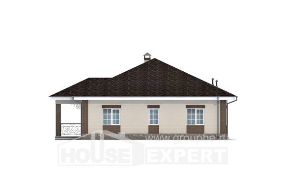 100-004-Л Проект одноэтажного дома, бюджетный домик из поризованных блоков, Волжск