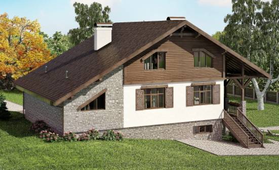 300-003-П Проект трехэтажного дома с мансардой, гараж, классический домик из кирпича, Волжск