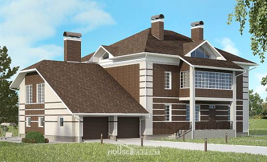 505-002-Л Проект трехэтажного дома, гараж, огромный коттедж из кирпича, Йошкар-Ола