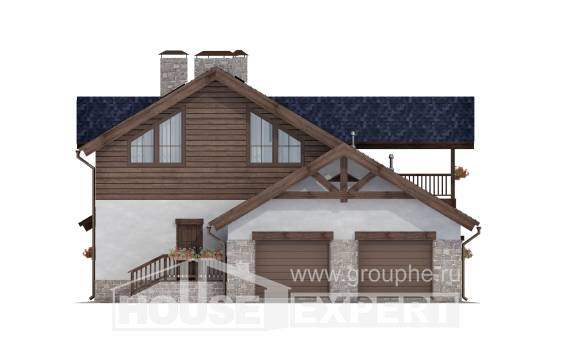 280-003-Л Проект двухэтажного дома мансардный этаж, гараж, просторный загородный дом из арболита, Волжск