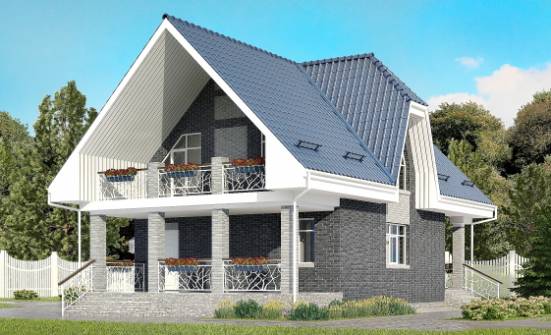 125-002-Л Проект двухэтажного дома мансардой, гараж, экономичный домик из блока Волжск | Проекты домов от House Expert