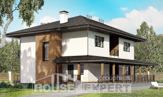245-001-П Проект двухэтажного дома, классический коттедж из арболита, Волжск