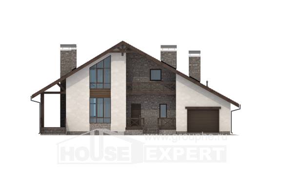 265-001-П Проект двухэтажного дома мансардой, гараж, огромный дом из бризолита, Волжск