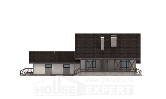 265-001-П Проект двухэтажного дома мансардой и гаражом, просторный коттедж из пеноблока, Волжск