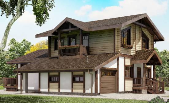 190-004-П Проект двухэтажного дома с мансардным этажом, гараж, классический коттедж из керамзитобетонных блоков из дерева, Йошкар-Ола