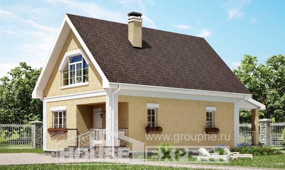 130-004-П Проект двухэтажного дома с мансардой, красивый коттедж из бризолита, Йошкар-Ола
