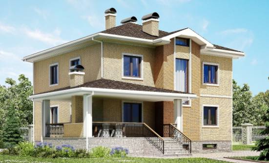 350-002-Л Проект трехэтажного дома, гараж, большой загородный дом из кирпича, Йошкар-Ола
