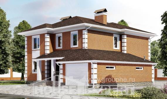 220-004-Л Проект двухэтажного дома и гаражом, простой коттедж из кирпича, Волжск